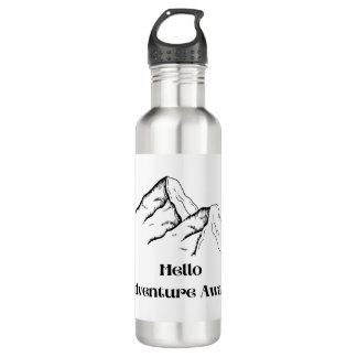 Hello Adventure Awaits with mountains on a Edelstahlflasche