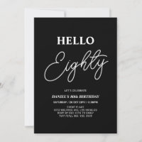 Hello Aighty | Moderne Schwarze 80. Geburtstagspar