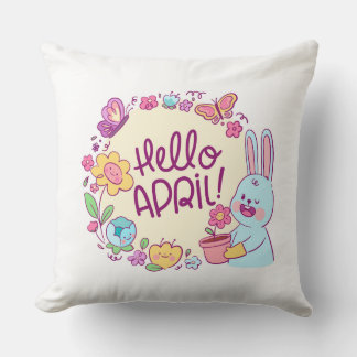 Hello April Throw Pillow Kissen