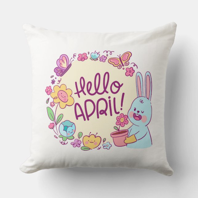 Hello April Throw Pillow Kissen (Vorderseite)