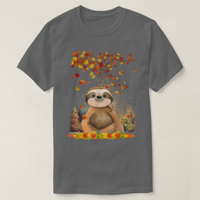 Hello Autumn Maple Sloth Leaf Fall Niedlich Sloths T-Shirt (Design vorne)