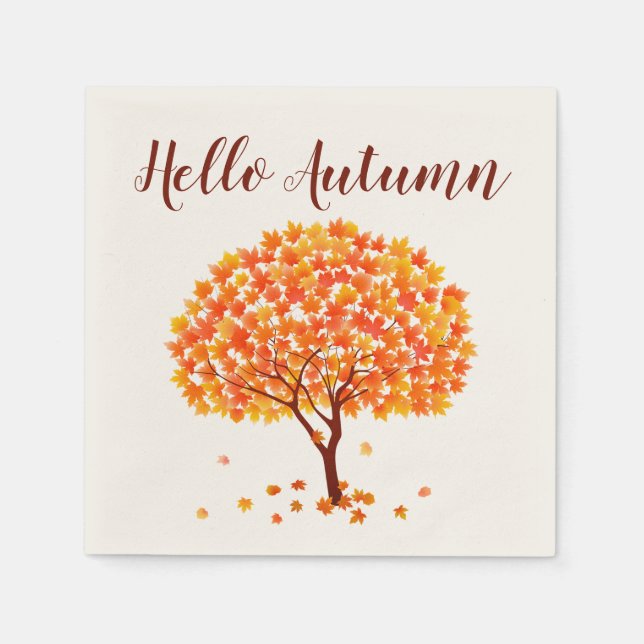 Hello Autumn Maple Tree Serviette (Vorderseite)