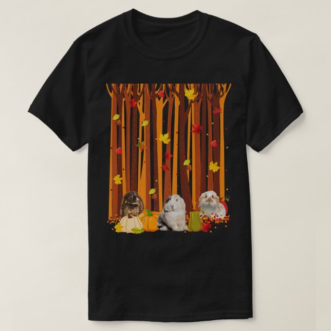 Hello Autumn Rabbit Maple Leaf Fall Pumpkin Mens W T-Shirt (Design vorne)