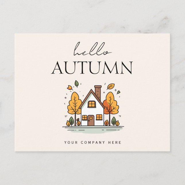 Hello Autumn Real Anwesen Farm Postcard Postkarte (Vorderseite)