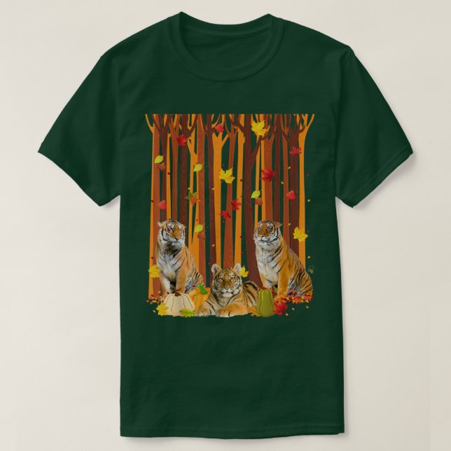 Hello Autumn Tiger Maple Leaf Fall Pumpkin Mens Wo T-Shirt (Design vorne)