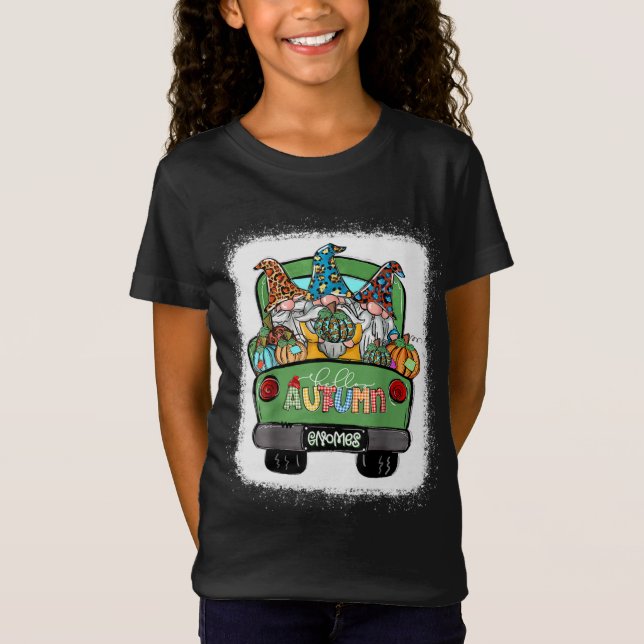 Hello Autumn Truck Gnomen Pumpkin Fall Leaves Than T-Shirt (Vorderseite)