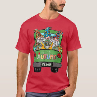 Hello Autumn Truck Gnomen Pumpkin Fall Leaves Than T-Shirt