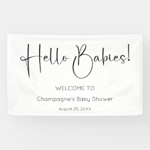Hello Babies Moderne Script Baby Dusche Banner