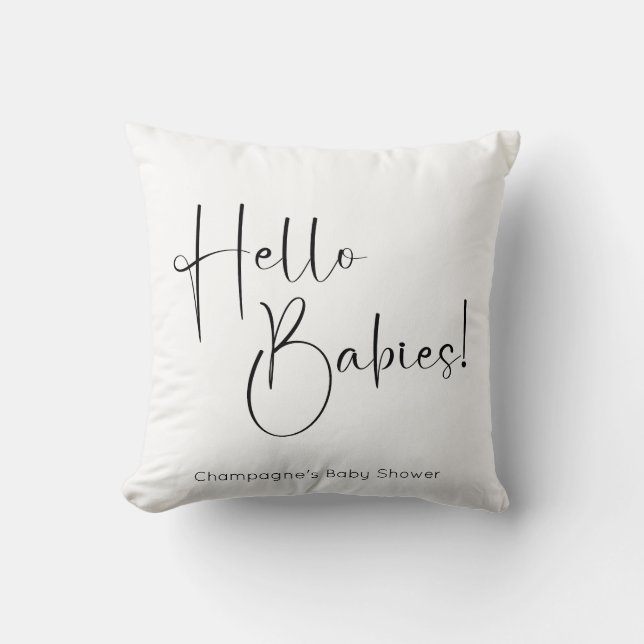 Hello Babies Moderne Script Baby Dusche Kissen (Vorderseite)