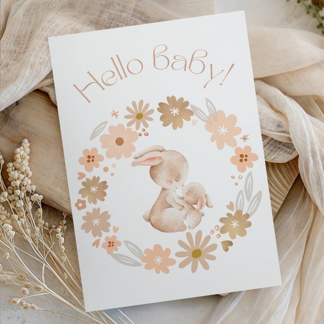 Hello Baby! Baby Bunny Cute Baby Shower Party Einladung (Von Creator hochgeladen)