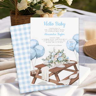 Hello Baby Balloons Picnic Park Boy Baby Dusche Einladung
