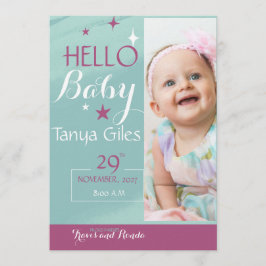 Hello Baby Birth Announcement Card Einladung