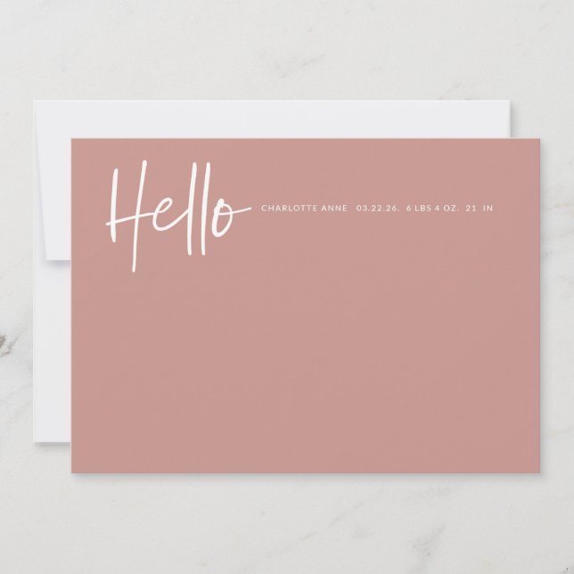 Hello Baby Birth Foto Ankündigung Boy Girl Pink (Vorderseite)