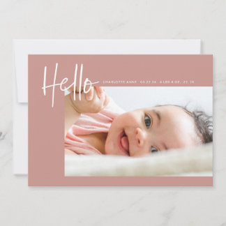 Hello Baby Birth Foto Ankündigung Boy Girl Pink