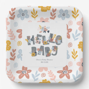 Hello Baby Boho Floral Baby Shooting Paper Teller