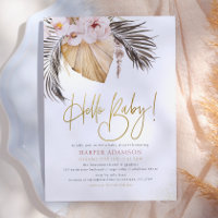 Hello Baby | Boho Pampas Grass & Tropical Palm