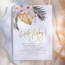 Hello Baby | Boho Pampas Grass & Tropical Palm