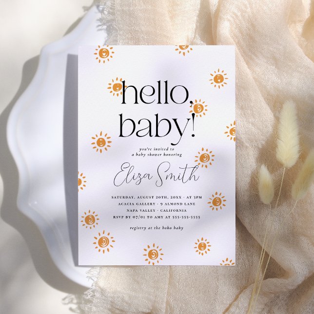 Hello Baby | Boho Sunshine Baby Dusche Einladung (Von Creator hochgeladen)