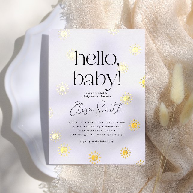 Hello Baby Boho Sunshine Baby Shower Folieneinladung (Von Creator hochgeladen)