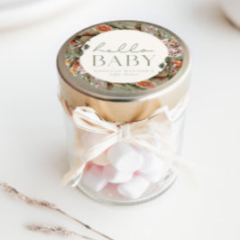 HELLO BABY | Botanischer Boho Sage Gevor Runder Aufkleber