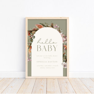 HELLO BABY Botanischer Boho Sage Willkommen Poster