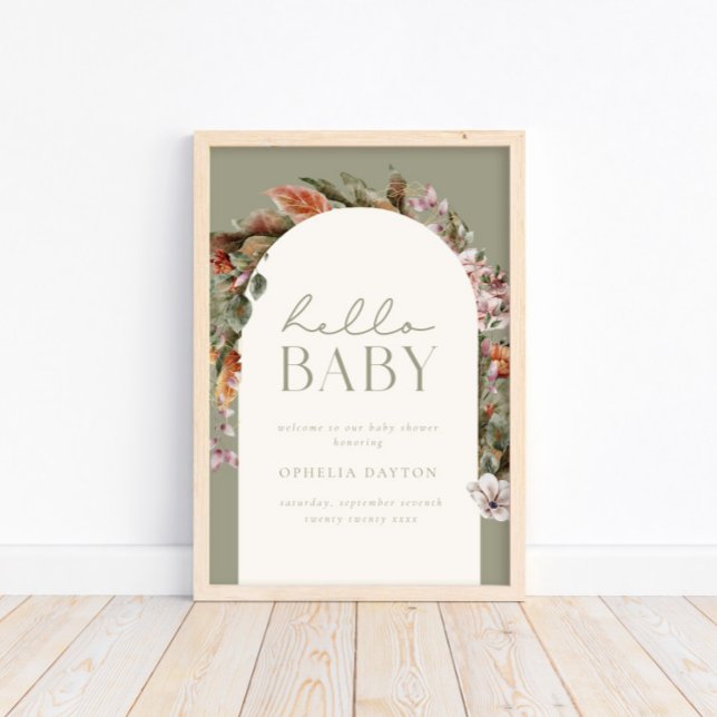 HELLO BABY | Botanischer Boho Sage Willkommen Poster (Available for print & instant digital download!)