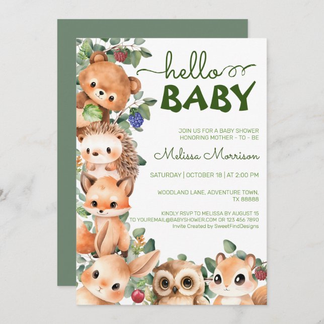 Hello Baby Boy Baby Showdusche Einladung (Vorne/Hinten)