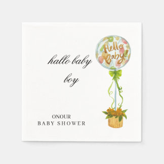 Hello Baby Boy Baby Shower Napkins – Soft Elegant Serviette