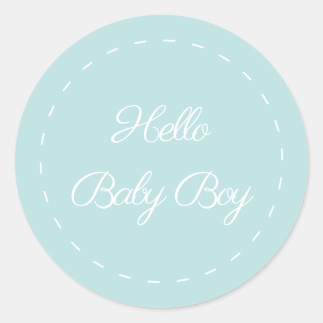 Hello Baby Boy Classic Round Sticker (Vorderseite)
