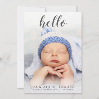 Hello Baby Boy Girl Geburtshilfekarte Ankündigung