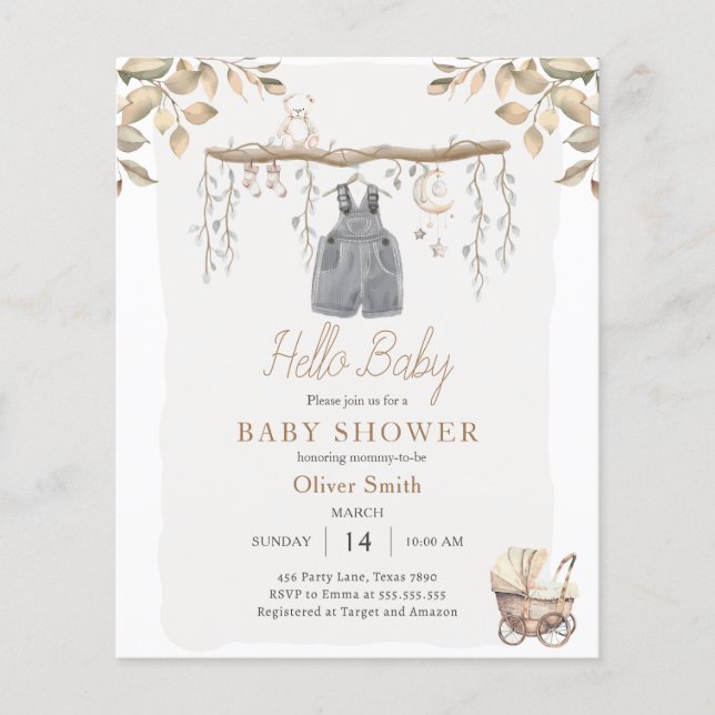 Hello Baby Boy Kleidung Boho Bohemisch Baby Dusche (Vorderseite)
