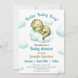 Hello Baby Boy Niedlich Dinosaur Blue Baby Dusche Einladung
