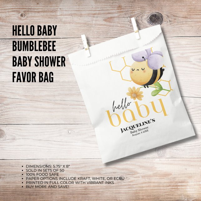 Hello Baby Bumblebee Baby Shower Geschenktütchen (The Butterfly Studio
Hello Baby Bumblebee Baby Shower Favor Bag)