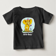 Hello Baby! – Cute Elephant Baby T-Shirt (Black)