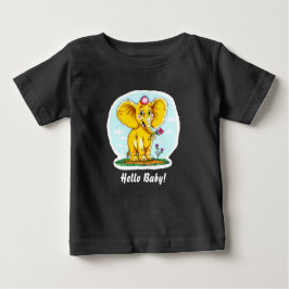 Hello Baby! – Cute Elephant Baby T-Shirt (Black)