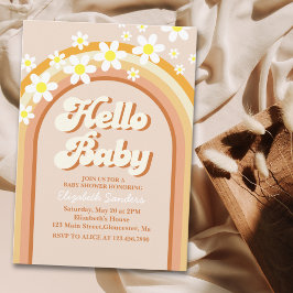 Hello Baby Cute Groovy Baby Shower Einladung