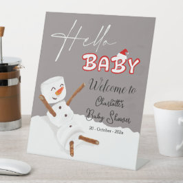 Hello Baby Cute Snowman Baby Shower Welcome Sockelschild