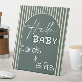 Hello Baby Dark Green Stripes Cards & Gifts Sockelschild