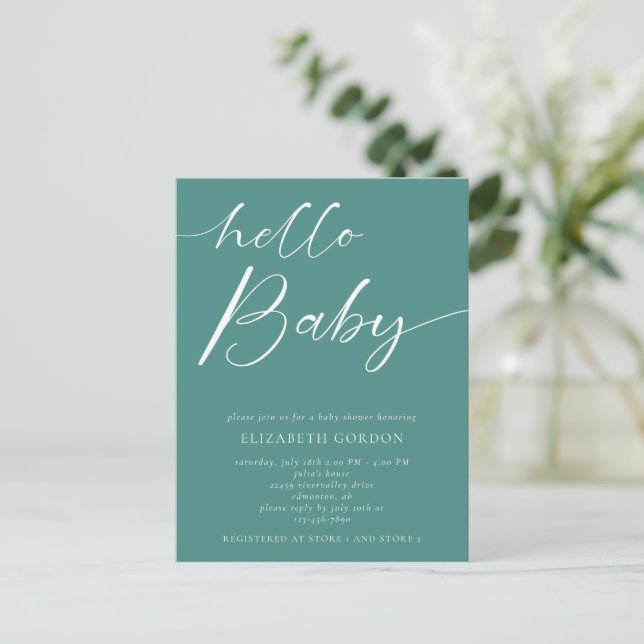 Hello Baby Duwer Minimalistisch Gender Neutral Boh Postkarte (Stehend Vorderseite)