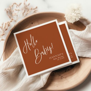 Hello Baby Earthy Terracotta Bohemisch Baby Dusche Serviette