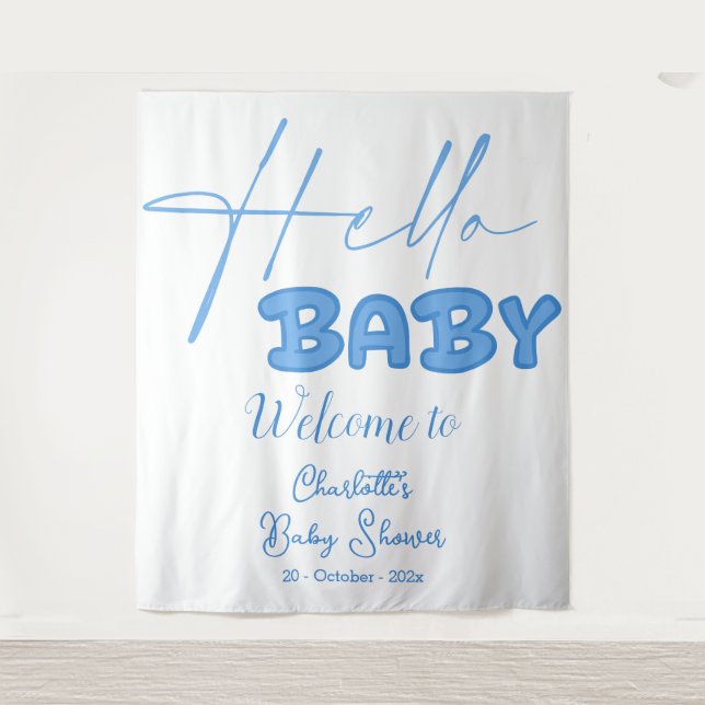 Hello Baby Elegant Baby Dusche Hintergrund Wandteppich (Vorderseite)