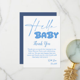 Hello Baby Elegant Baby Shower Dankeskarte