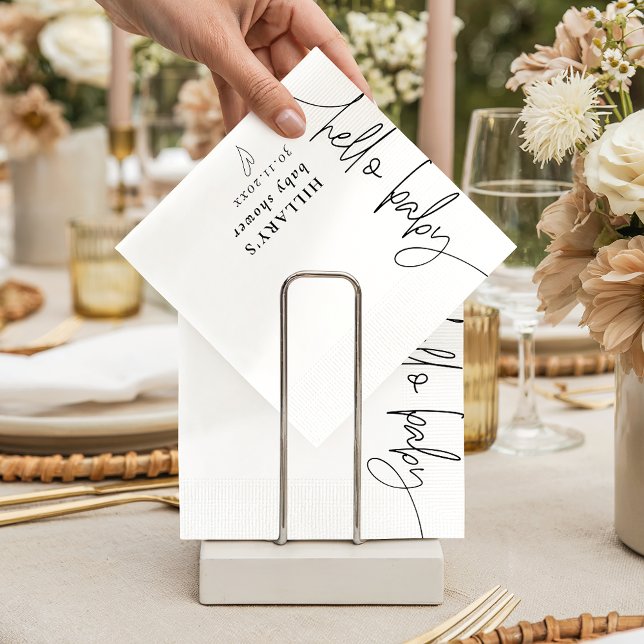 Hello Baby Elegant Calligraphy Baby Shower Serviette (Von Creator hochgeladen)