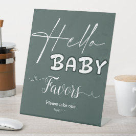 Hello Baby Elegant Dark Green Baby Shower Sockelschild
