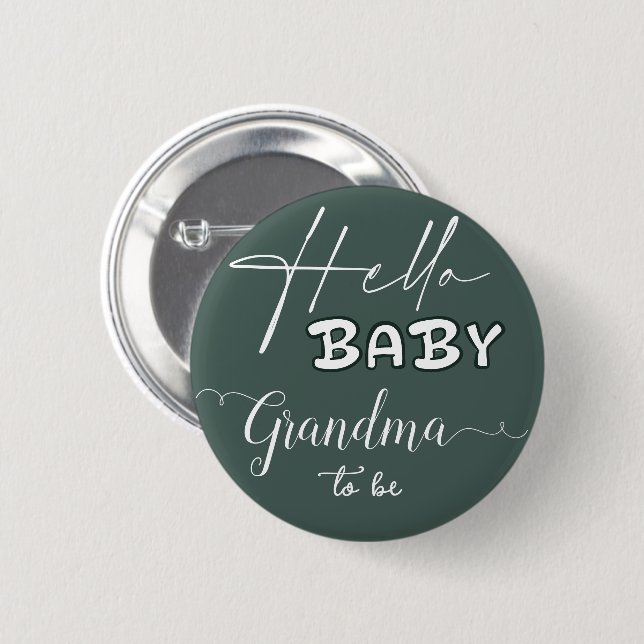Hello Baby Elegant Dark Green Oma-to-be Button (Vorne & Hinten)