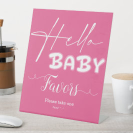 Hello Baby Elegant Dark Pink Baby Shower Sockelschild