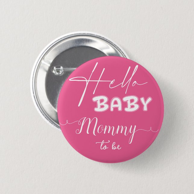 Hello Baby Elegant Dark Pink Mommy-to-be Button (Vorne & Hinten)