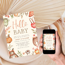 Hello Baby Fall Boho Kleidung Baby Dusche Einladung