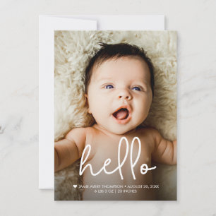 Hello Baby Foto Birth Ankündigung Vielen Dank