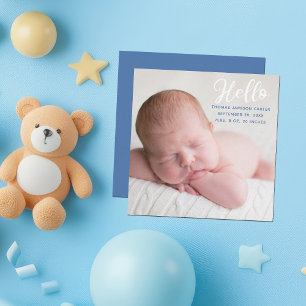 Hello Baby Foto Simple Boy Birth Ankündigung